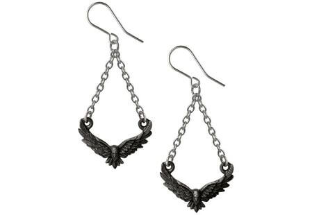 Conspiracy Blackened Pewter Raven Earrings