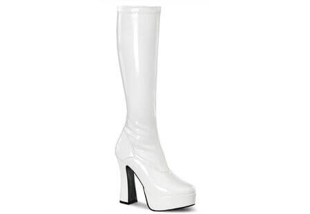 ELECTRA-2000Z White Stretch Patent Knee-High Boots