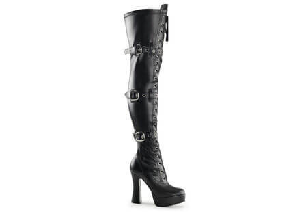 ELECTRA-3028 Matte Black Thigh High Boots