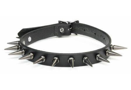 Leather Choker with Medium Gunmetal Spikes